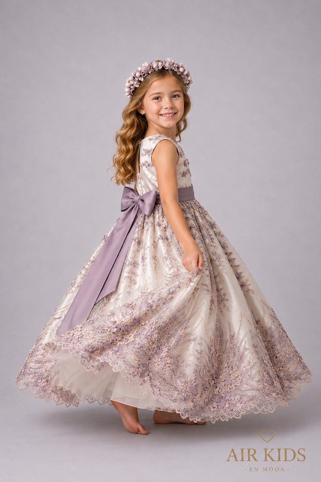 Vestido con Corona de Fiesta para Niña 23-523 Talla 6 Años