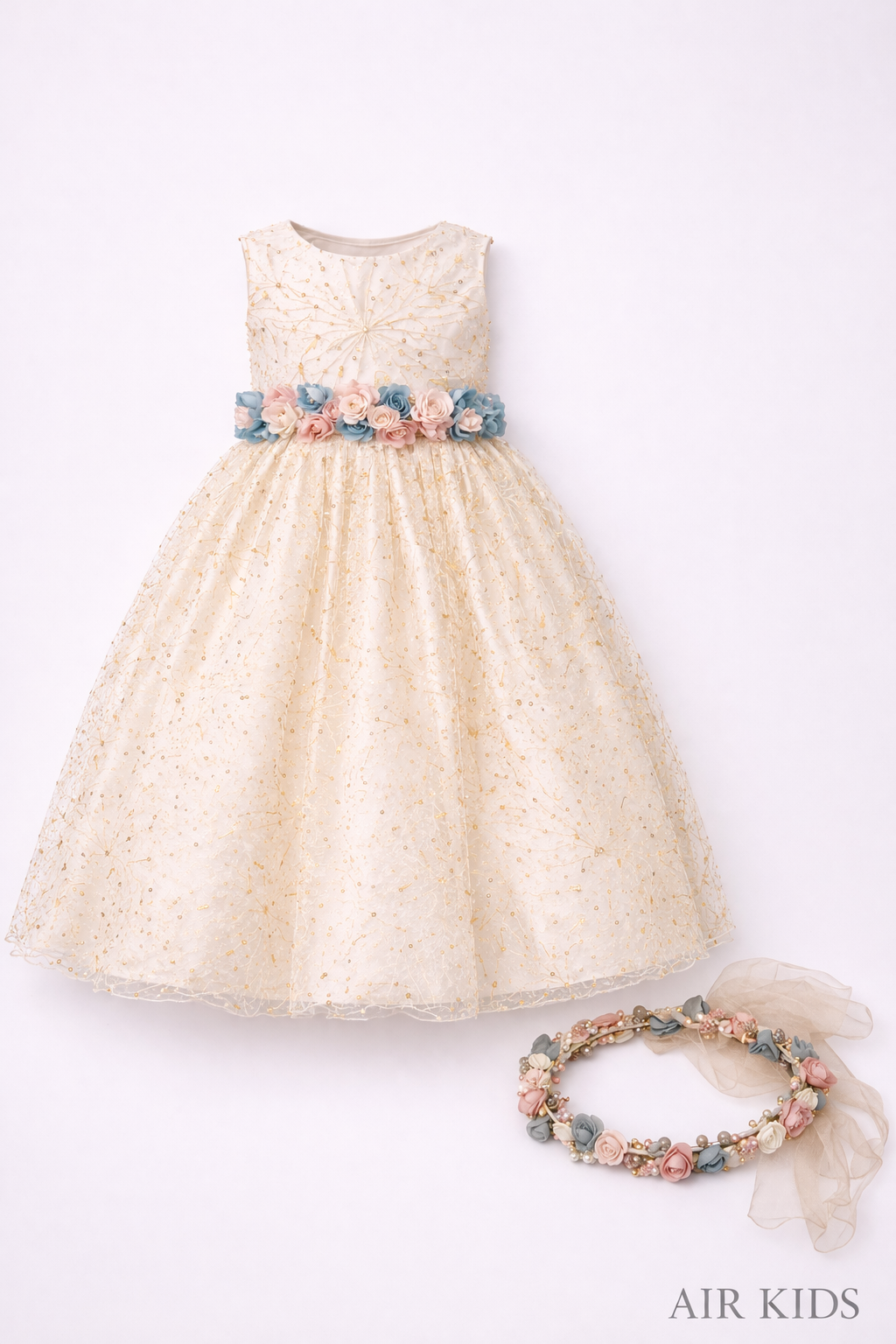 Vestido con Corona de Fiesta para Niña 24-004