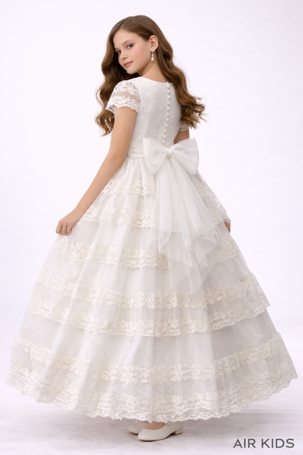 Vestido con Corona de Primera Comunión para Niña 23-420 Talla 12 A