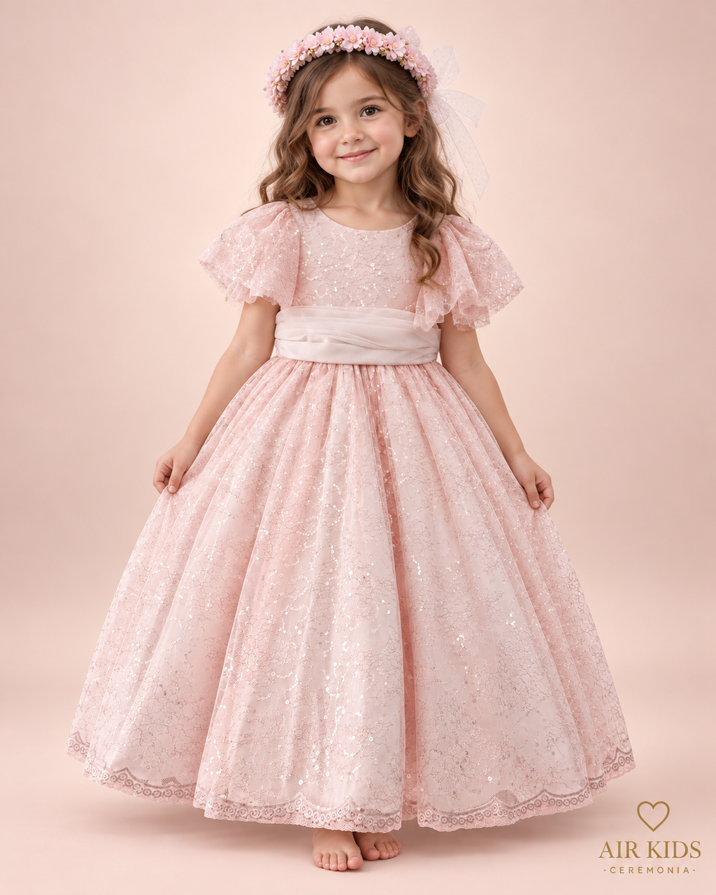 Vestido con Corona de Ceremonia para Niña 23-533 Talla 4 Años