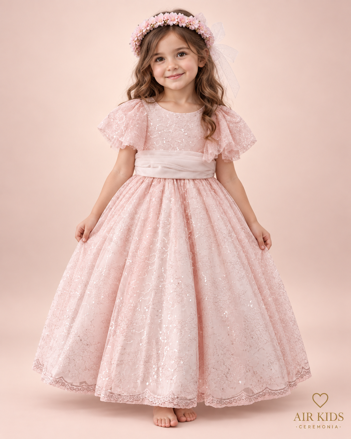 Vestido con Corona de Ceremonia para Niña 23-533 Talla 4 Años