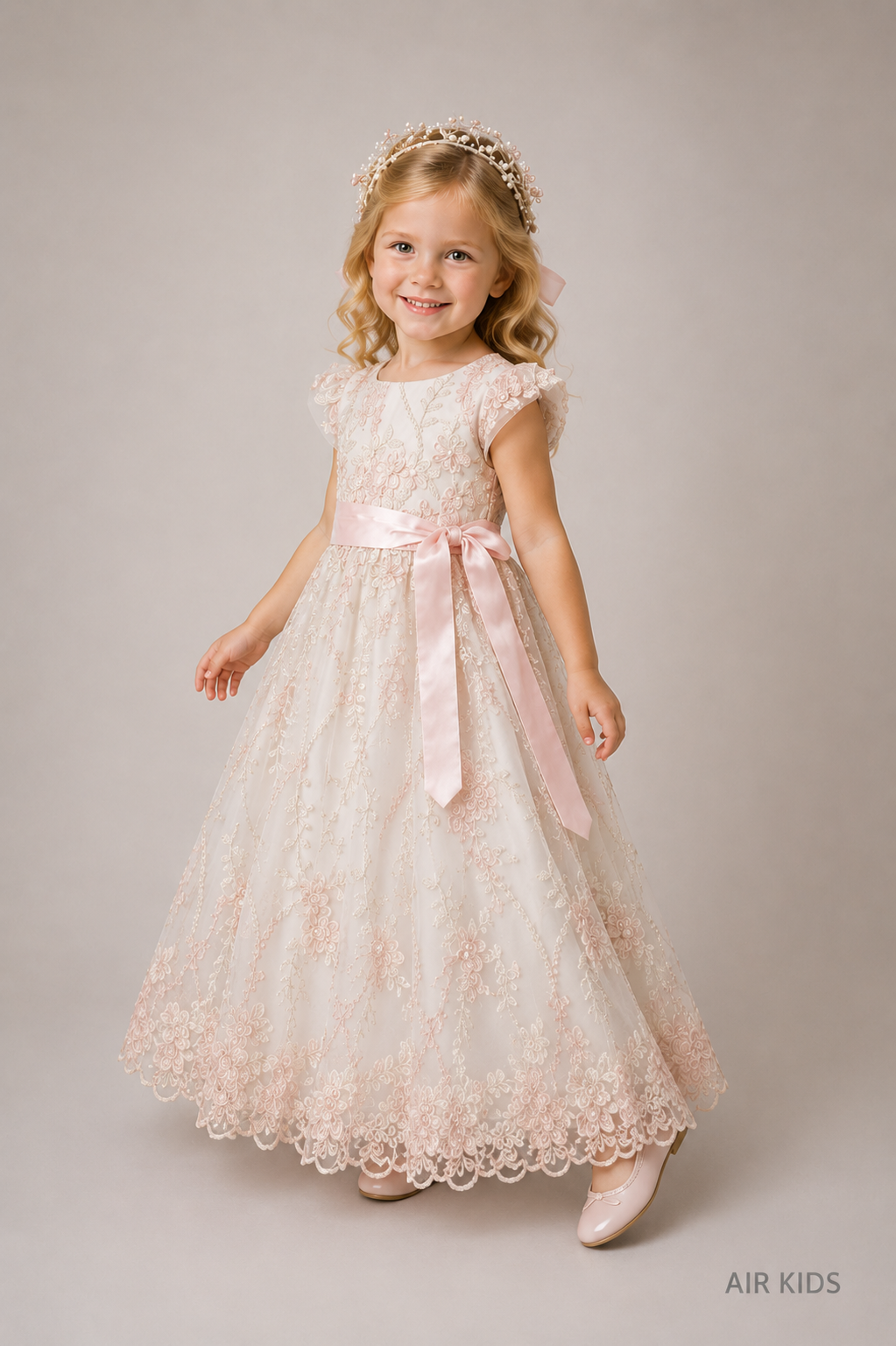 Vestido con Corona de Presentacion para Niña 22-531 Talla 3 Años