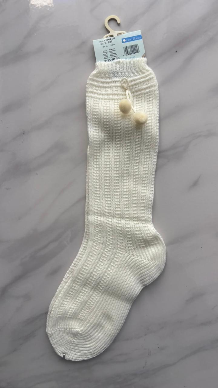 Calceta Unisex Punto Blanco 12862 Talla 4 años
