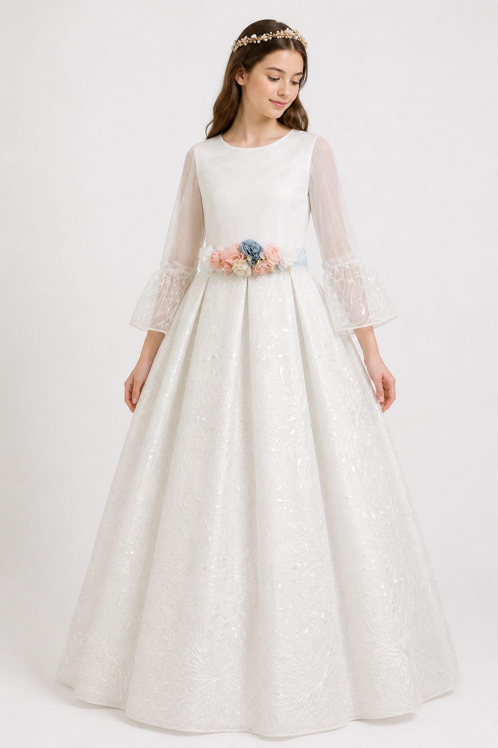 Vestido de Primera Comunión para Niña 24-413 Talla 16