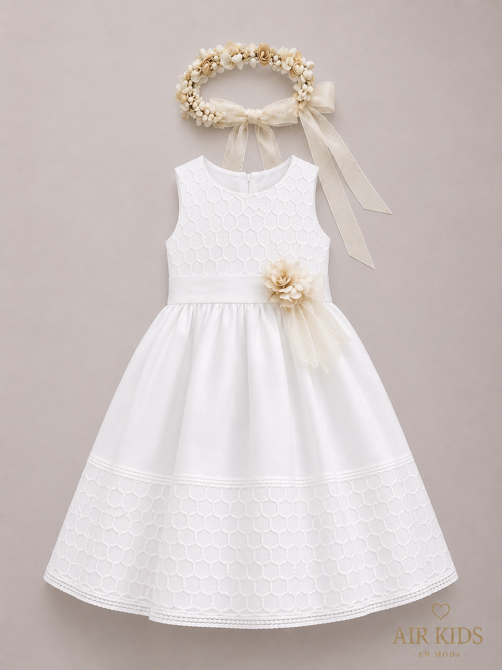 Vestido con Corona de Ceremonia para Niña 23-016