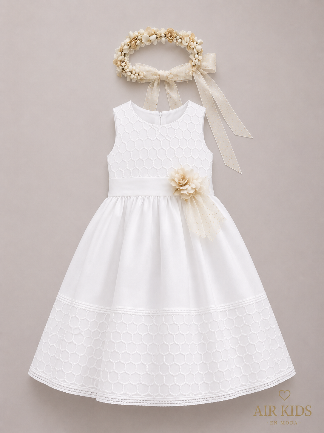 Vestido con Corona de Ceremonia para Niña 23-016