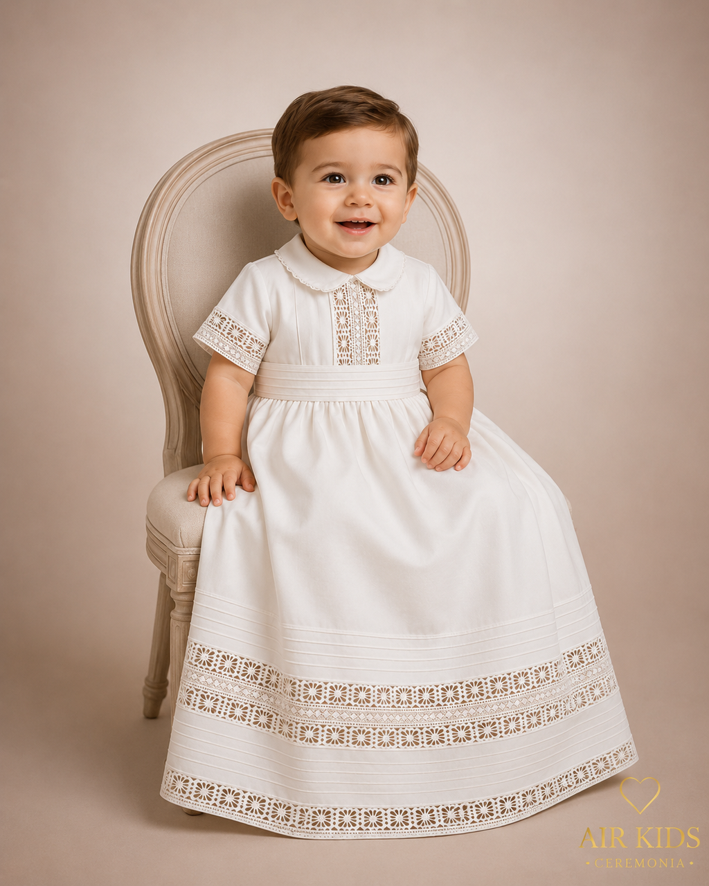 Ropon desmontable para Bautizo de Niño 23-967 Talla 18 Meses