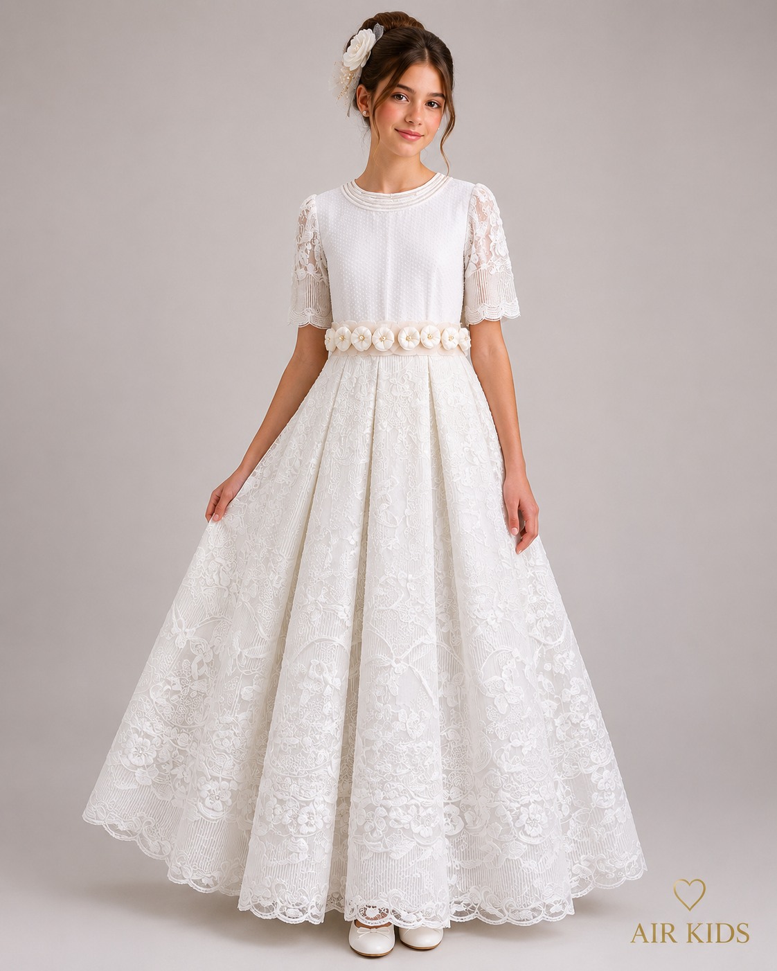 Vestido con tocado para Primera Comunión para Niña 19-909 Talla 14 años