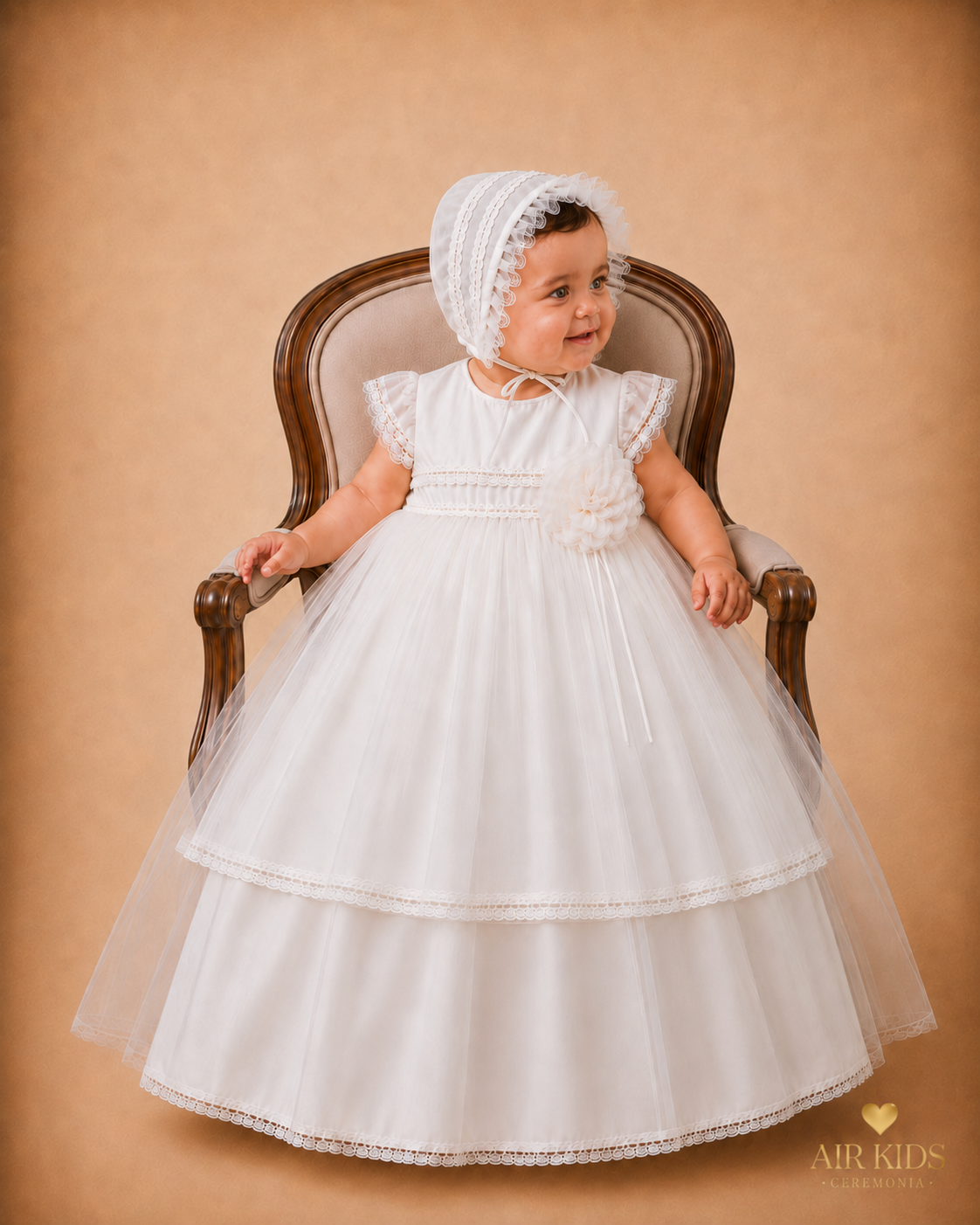 Ropón desmontable de Bautizo para Niña 17-469 Talla 18