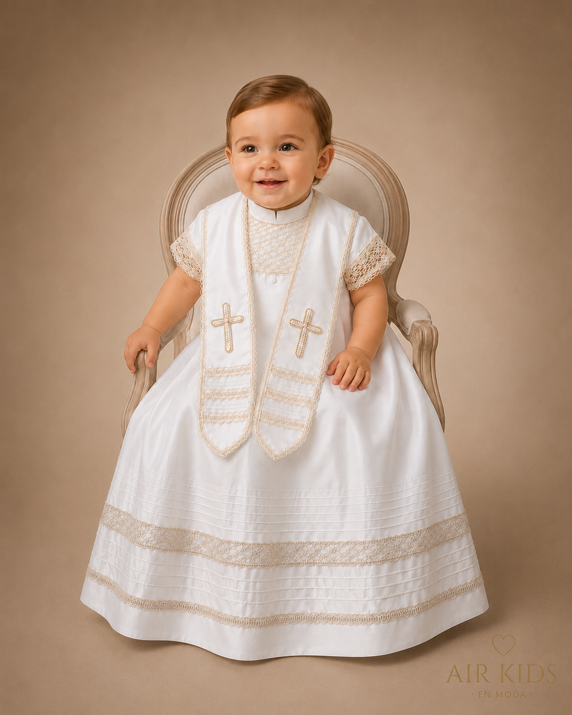 Ropon desmontable para Bautizo de Niño Didi 7547-18 Talla 18 Meses