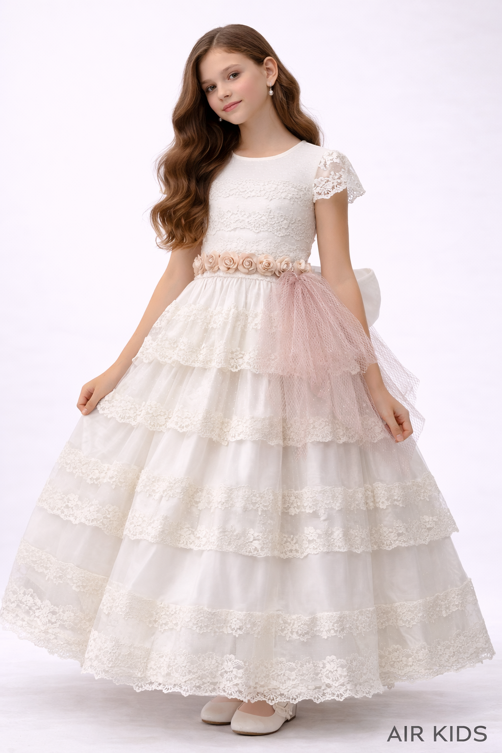 Vestido con Corona de Primera Comunión para Niña 23-420 Talla 12 A