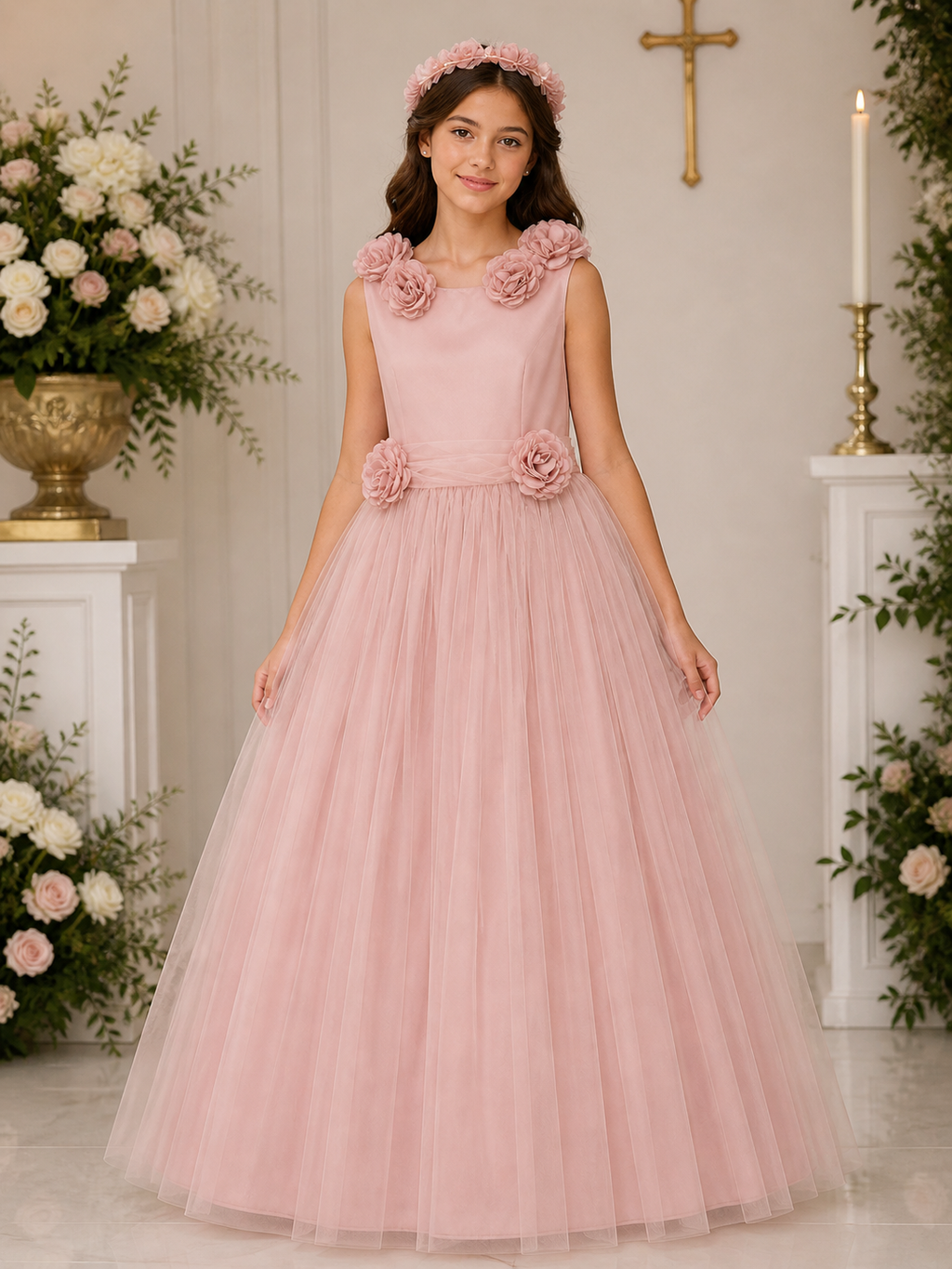 Vestido con corona especial 26-011 Talla 14 años