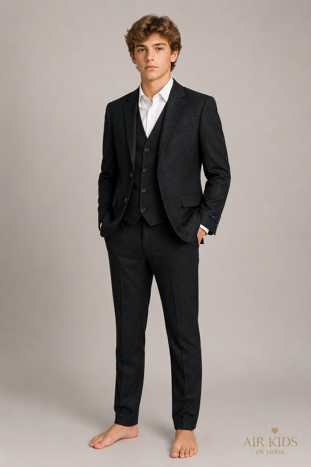 Traje para niño 3 pza Zilerys Gris 23245 Talla 16 Años