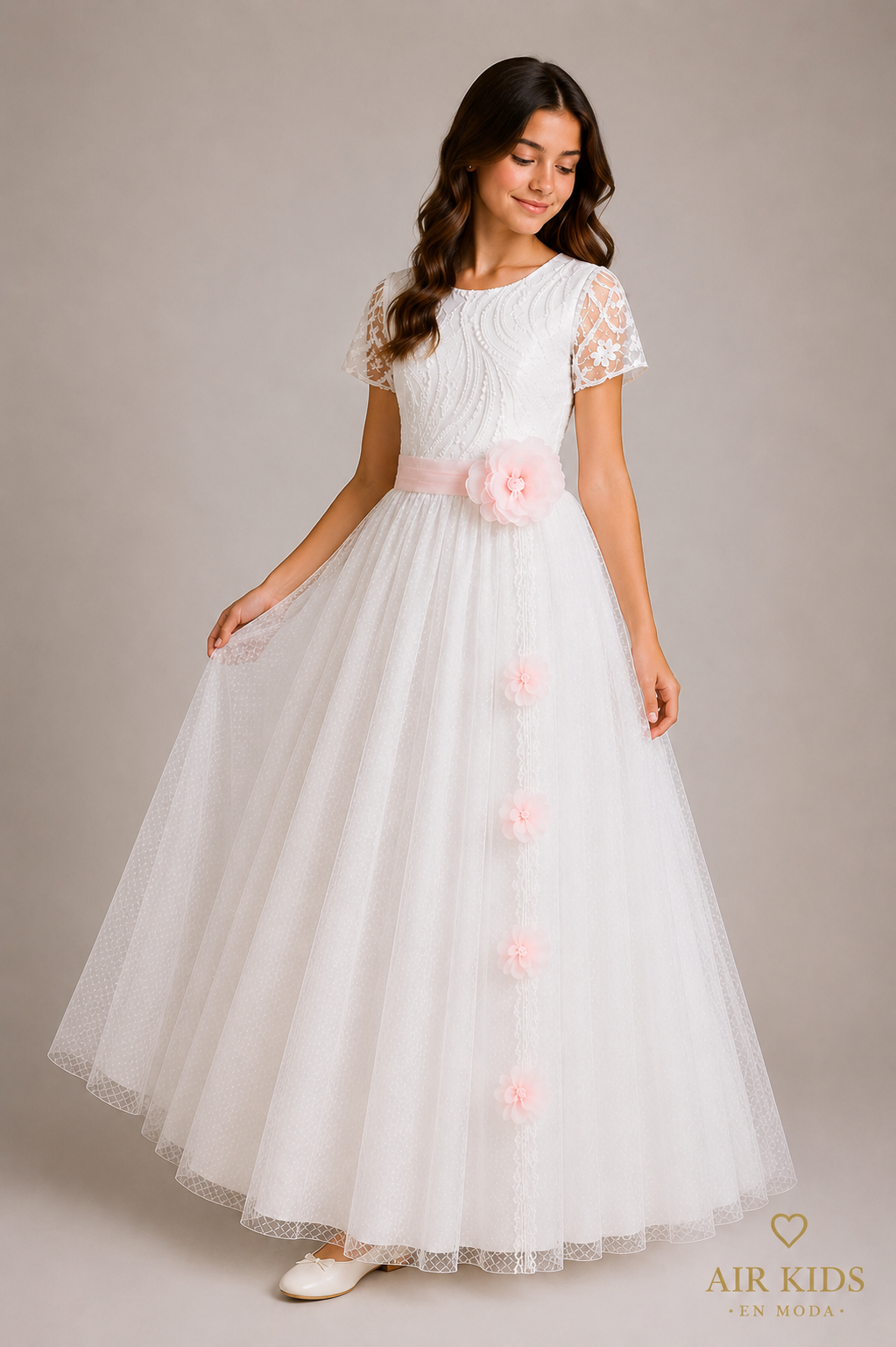Vestido con tocado para Primera Comunión 22-408 Talla 16 Años