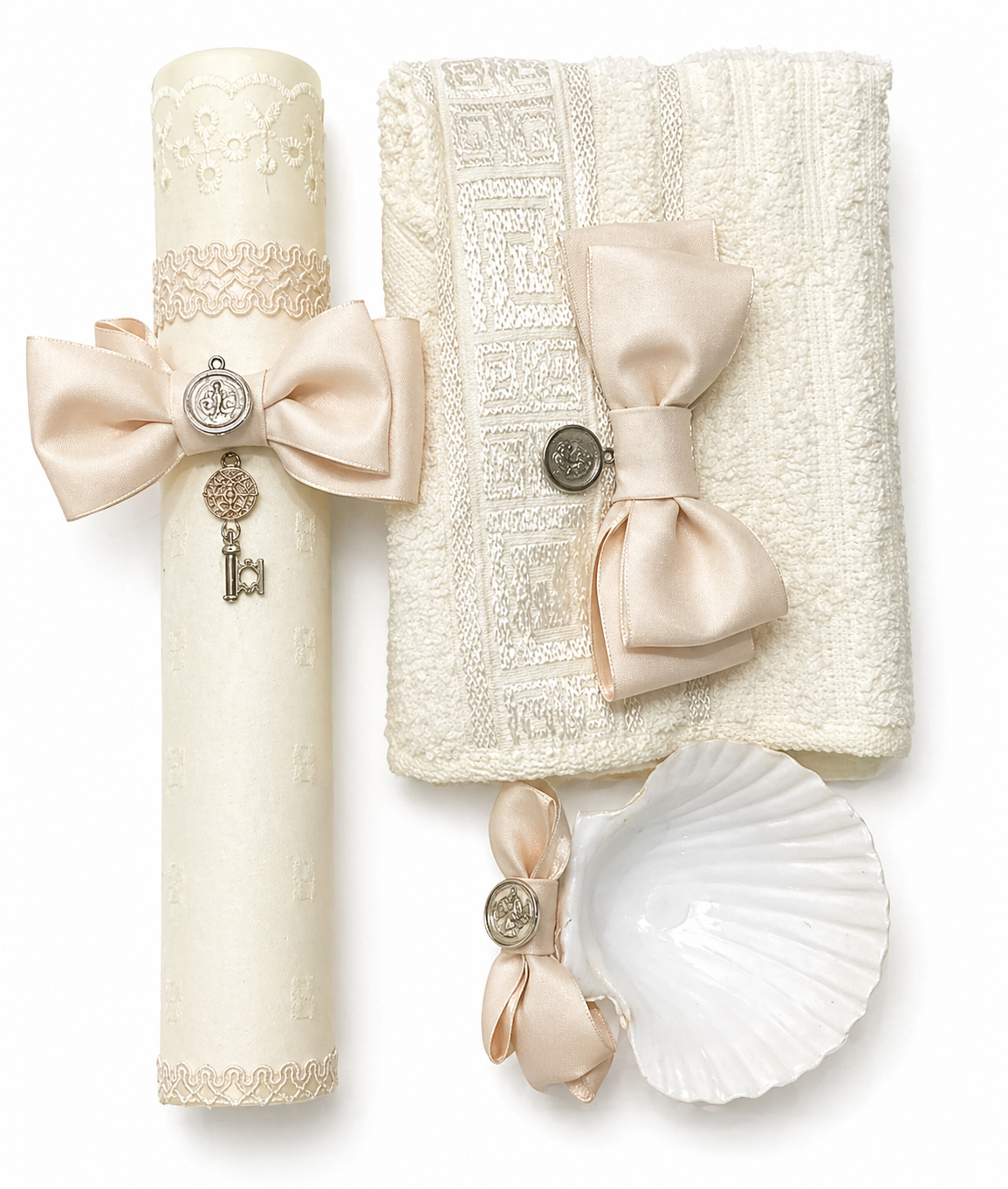 Kit de Bautizo Vela y Toalla San Benito