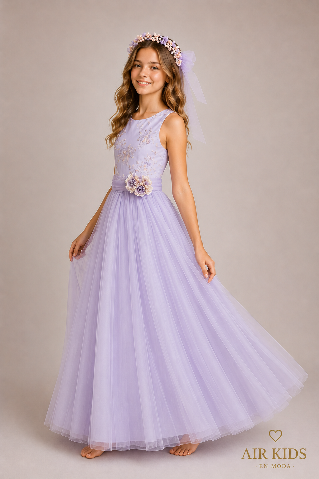 Vestido de fiesta para niña con corona 26-015 Talla 14 años