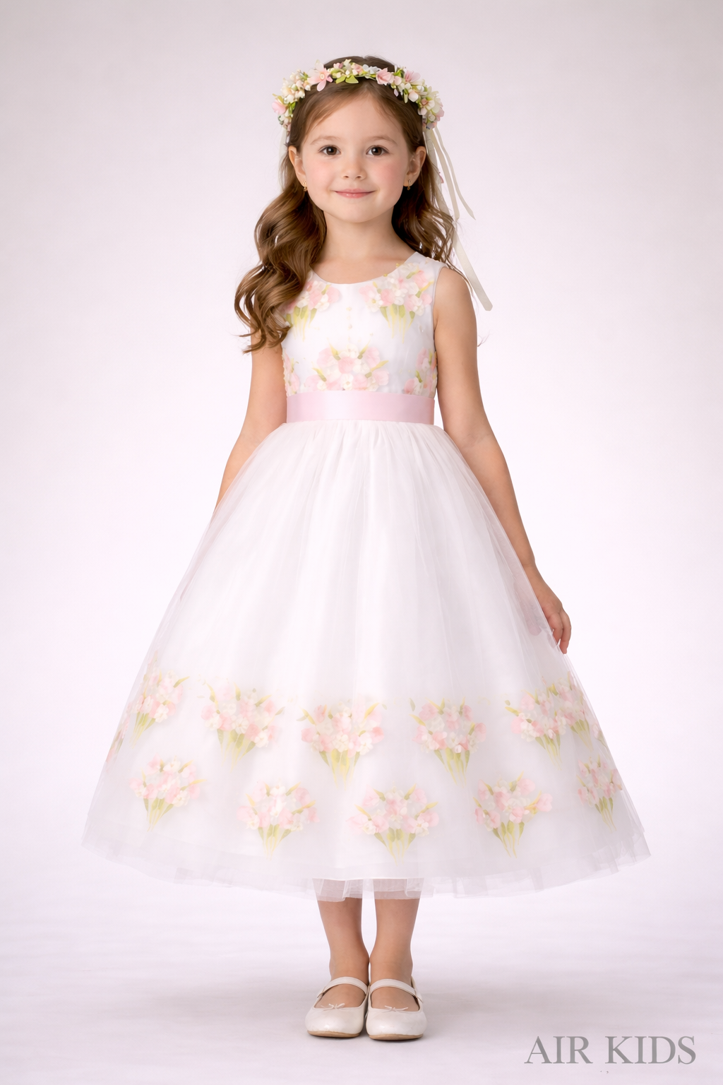 Vestido con Corona de Fiesta para Niña 24-032