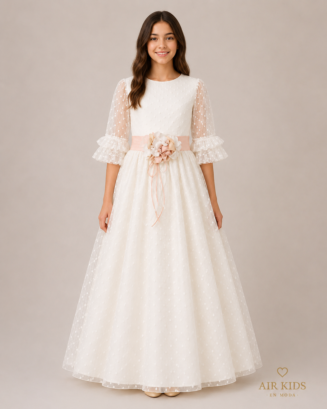 Vestido con Corona de Primera Comunion para Niña 22-910