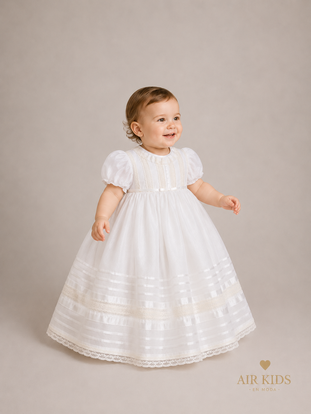 Bata de Bautizo para Niña Montfariri 0141 Talla 18 Meses