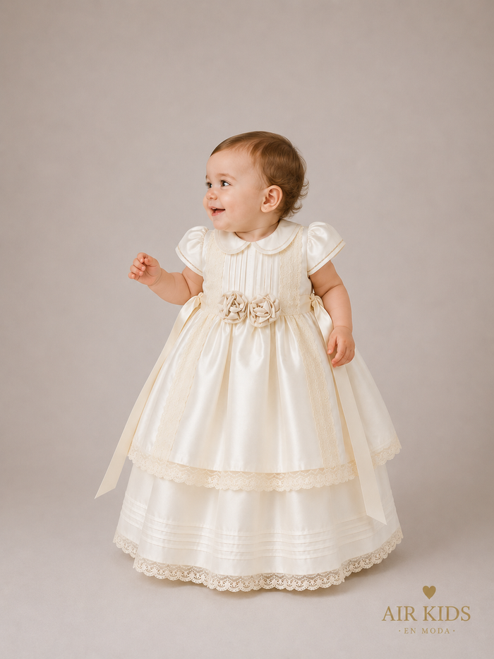Bata de Bautizo para Niña Ori 963 Talla 24 Meses