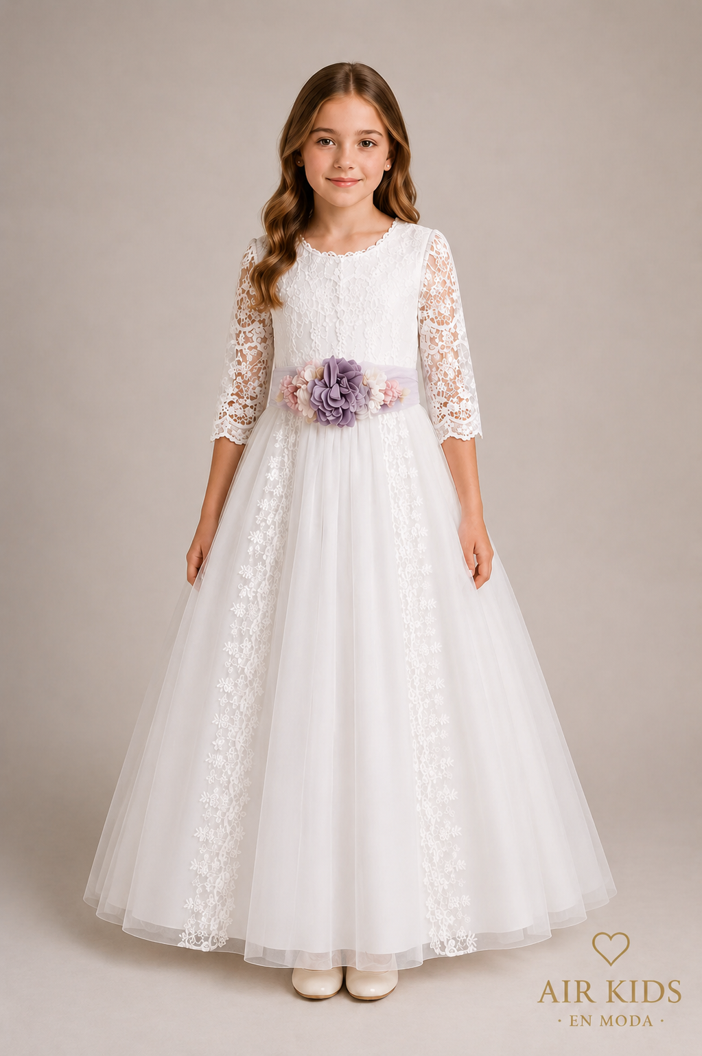 Vestido con Corona de Primera Comunion para Niña 24-914
