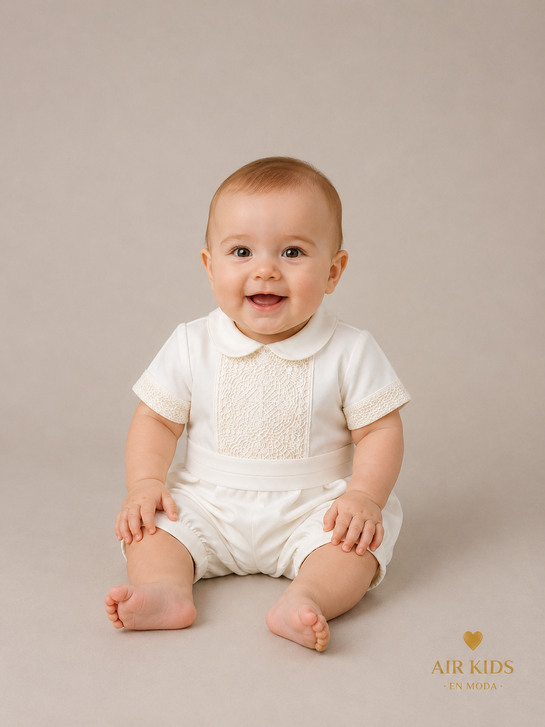 Bombacho satin dos piezas tira bordada 26-203-6M Talla 6 meses