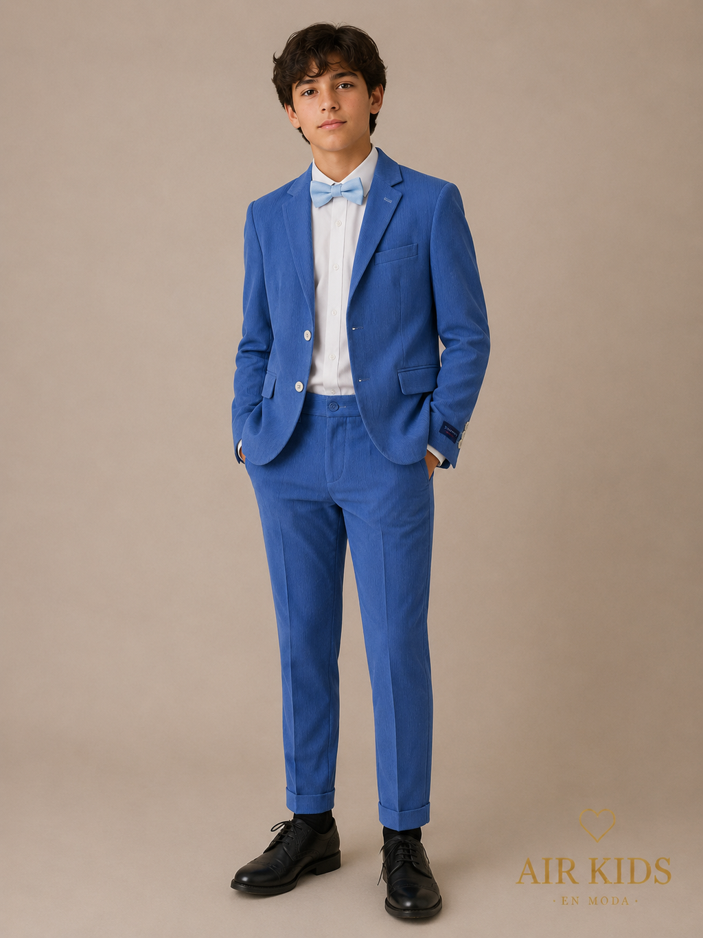 Traje para niño 4 pza Zilerys Azul rallado 621750 Talla 16 Años