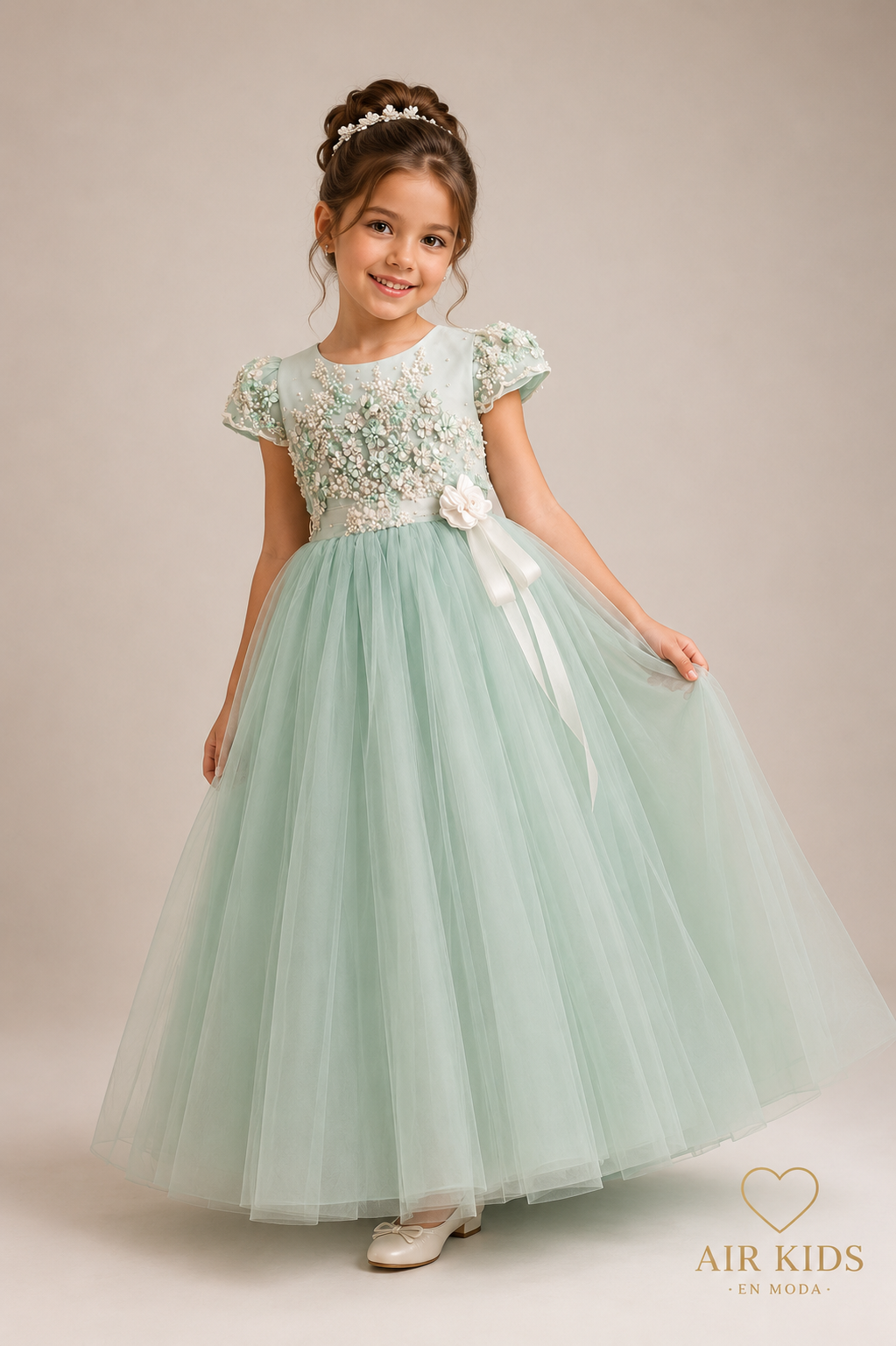 Vestido con Corona de Fiesta para Niña 22-503 Talla 6 Años