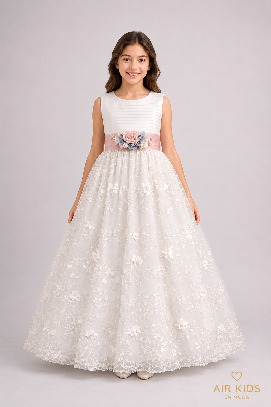 Vestido con Corona de Primera Comunion para Niña 23-414 Talla 12 Años