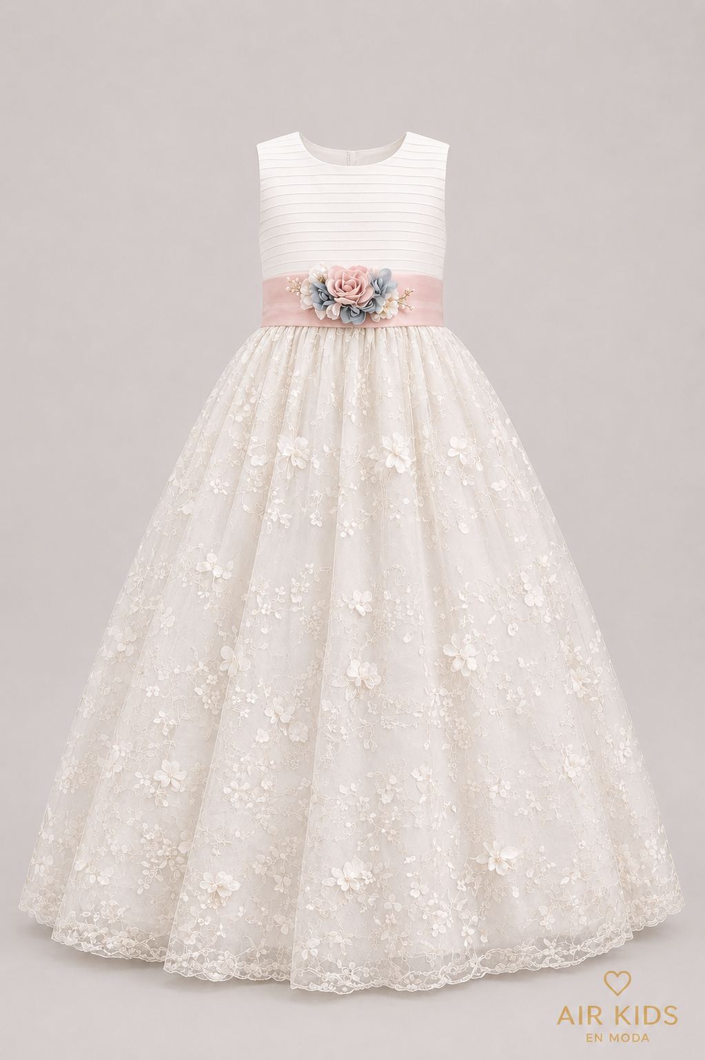 Vestido con Corona de Primera Comunion para Niña 23-414 Talla 12 Años
