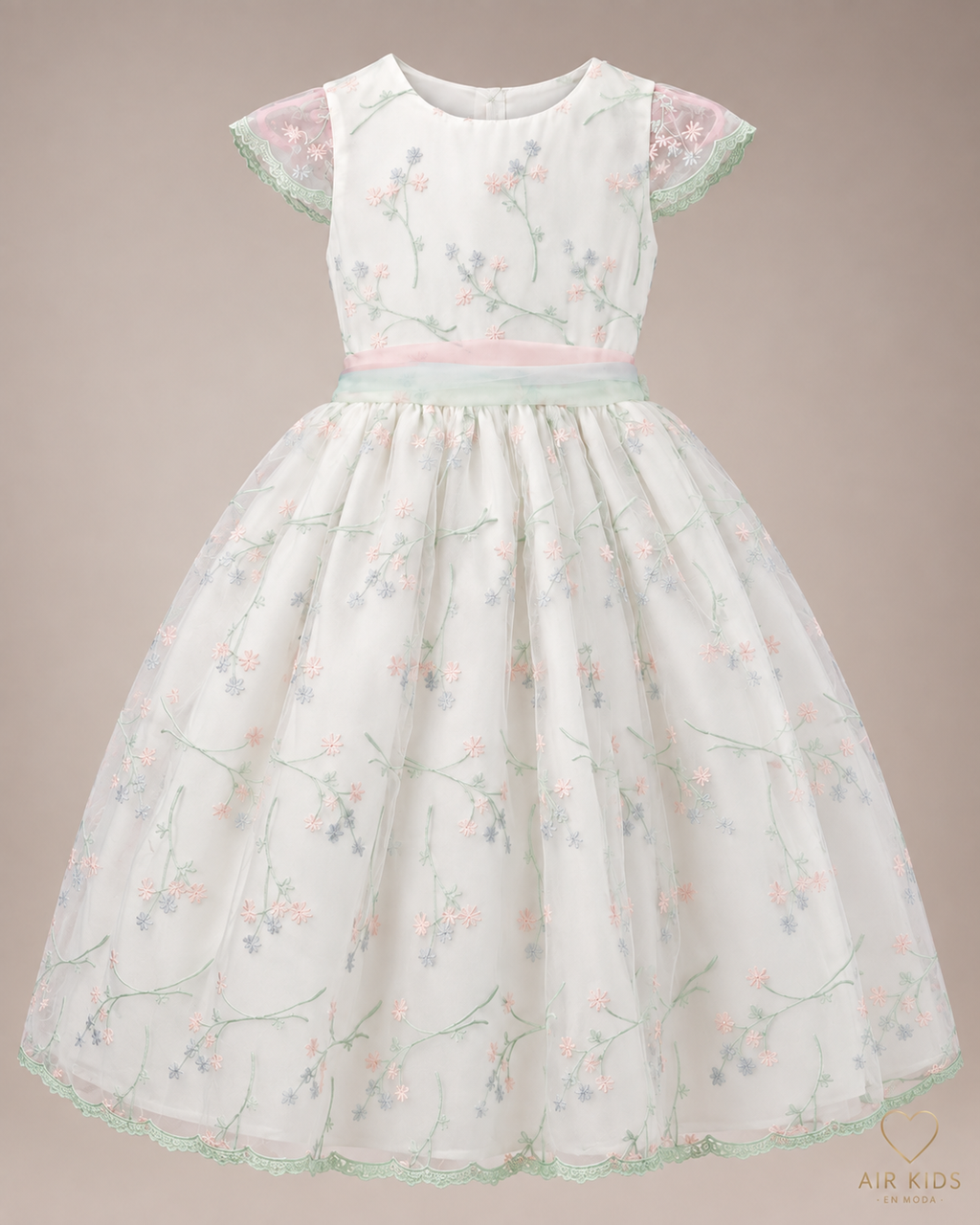 Vestido con Corona de Fiesta para Niña 24-030