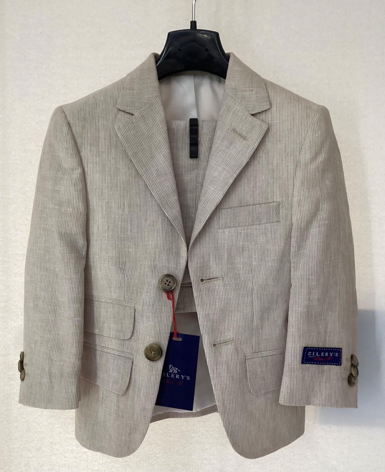 Traje para niño 2 pza Zilerys arena rallado 62506 Talla 1 Año