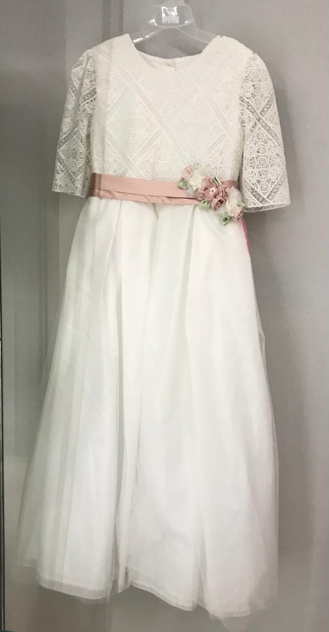 Vestido con Corona de Primera Comunión para Niña 23-415 Talla 16