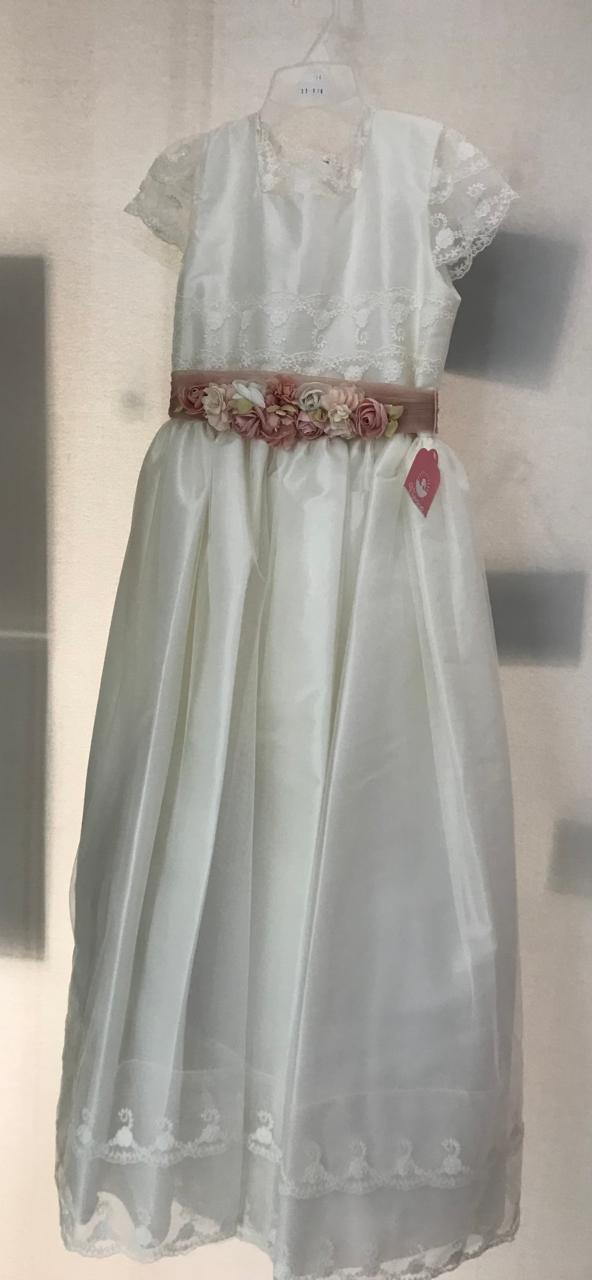 Vestido con Corona de Primera Comunión para Niñas 23-910 Talla 14