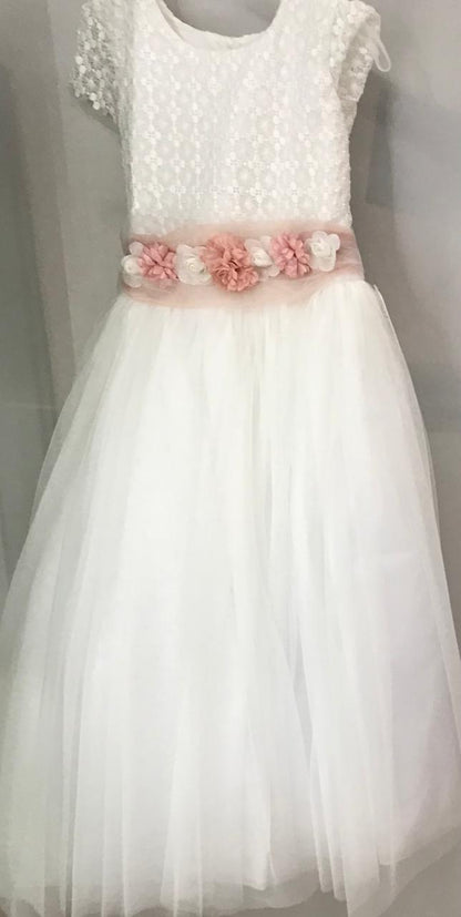 Vestido con Corona de Primera Comunión para Niña 24-401 Talla 16 Años