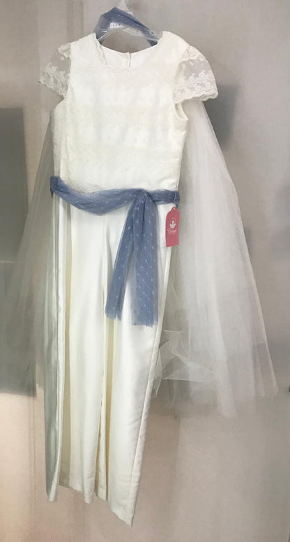 Vestido con Corona de Primera Comunión tipo Palazzo para Niña 23-919 Talla 10