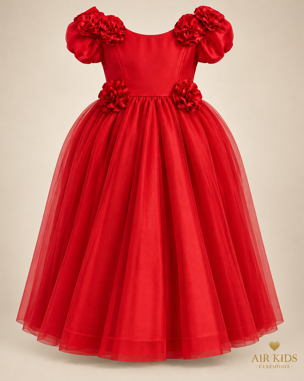 Vestido especial de tul rojo 001-VF Talla 16 años