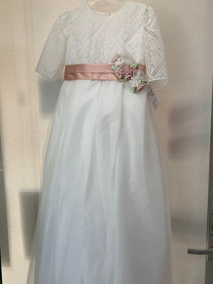 Vestido con Corona de Primera Comunión para Niñas 23-415 Talla 10