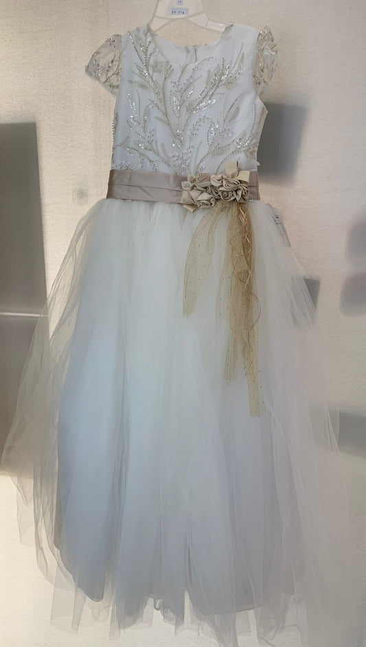 Vestido con Corona de Primera Comunión para Niñas 23-418 Talla 10