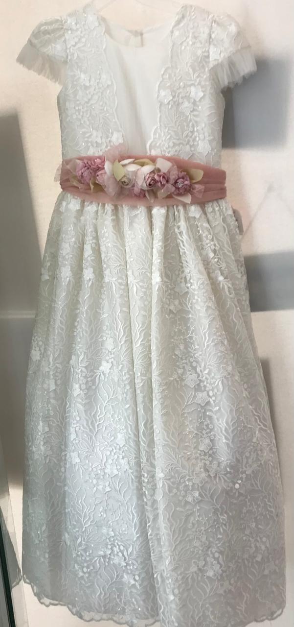 Vestido con Corona de Primera Comunión para Niñas 23-901 Talla 14 A