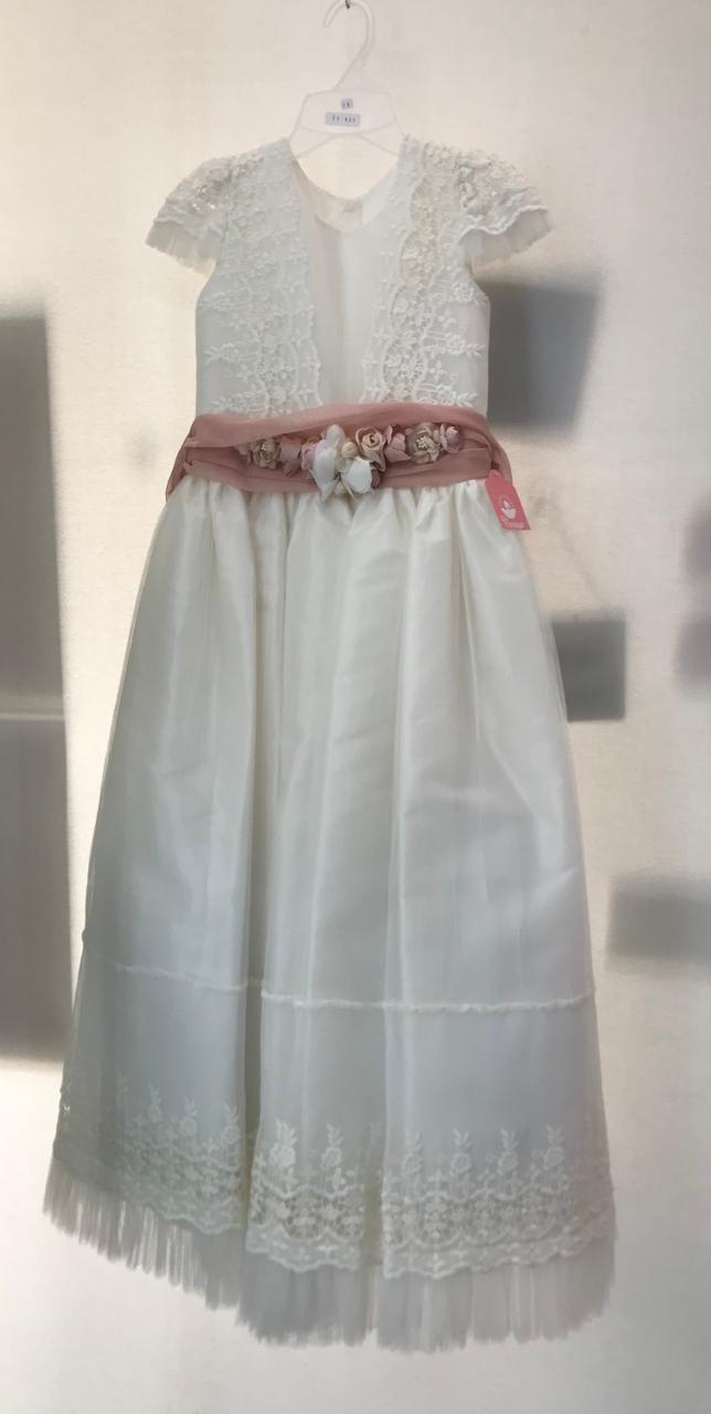 Vestido con Corona de Primera Comunión para Niña 23-902 Talla 14 A