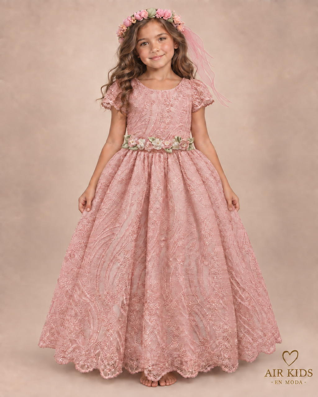 Vestido con Corona de Fiesta para Niña 23-014