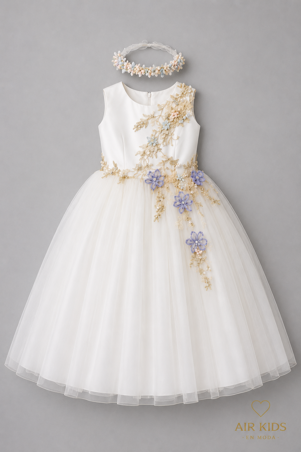 Vestido con Corona de Presentacion para Niña 24-006 Talla 8 Años