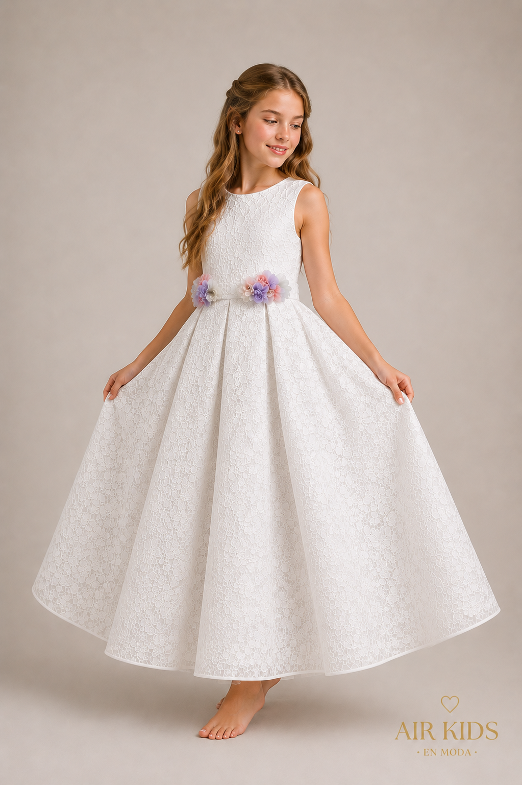 Vestido con corona de Primera Comunión 23-404 Talla 10 años