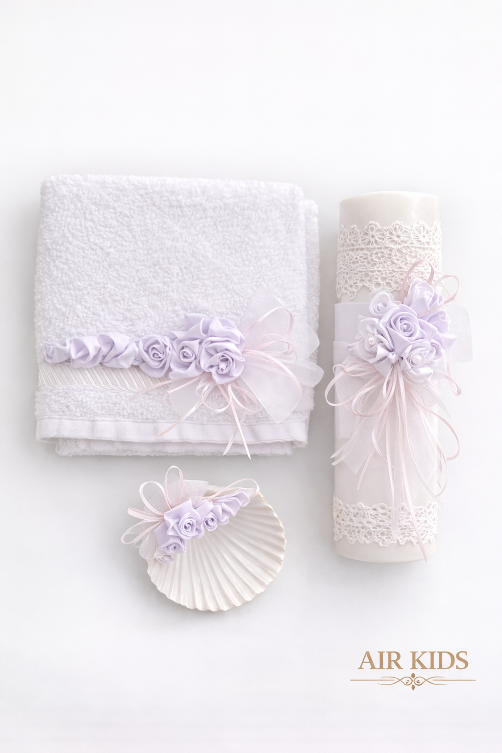 Kit de Bautizo para Niña 17-148 Toalla y Vela