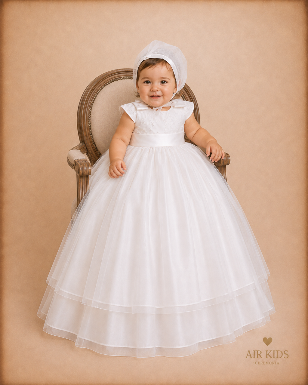 Ropón desmontable de Bautizo para Niña 15-909 Talla 18 Meses