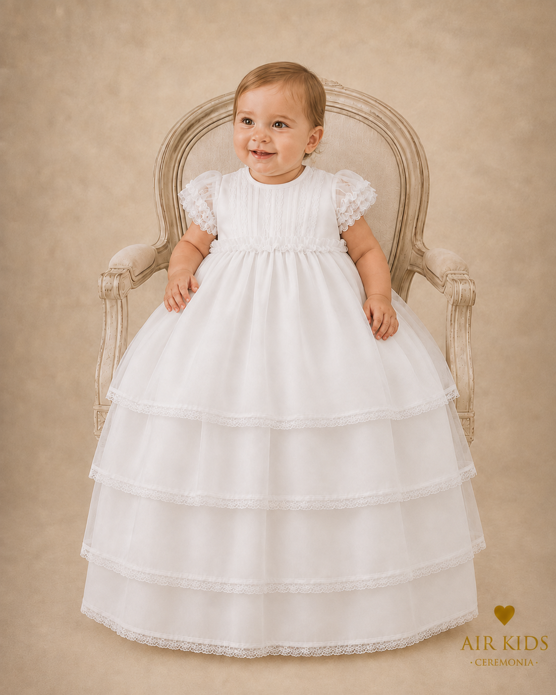 Ropon desmontable de Bautizo para Niña 18-465 Talla 18 Meses