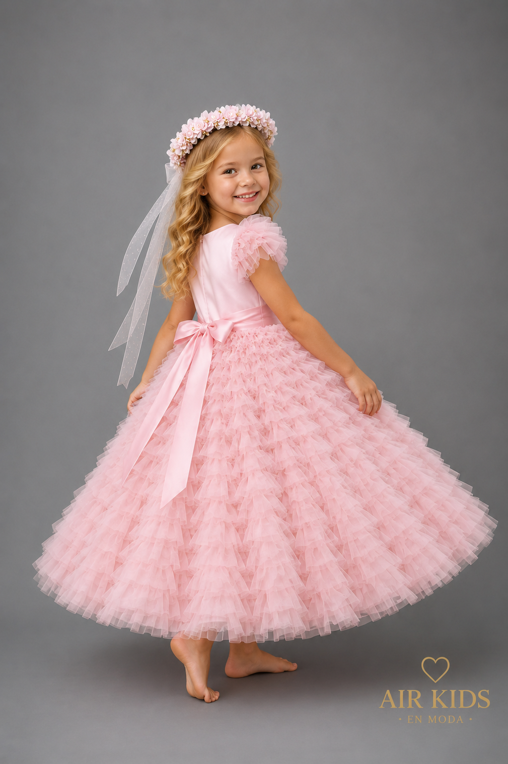 Vestido con Corona de Ceremonia para Niña 23-533 Talla 4 Años