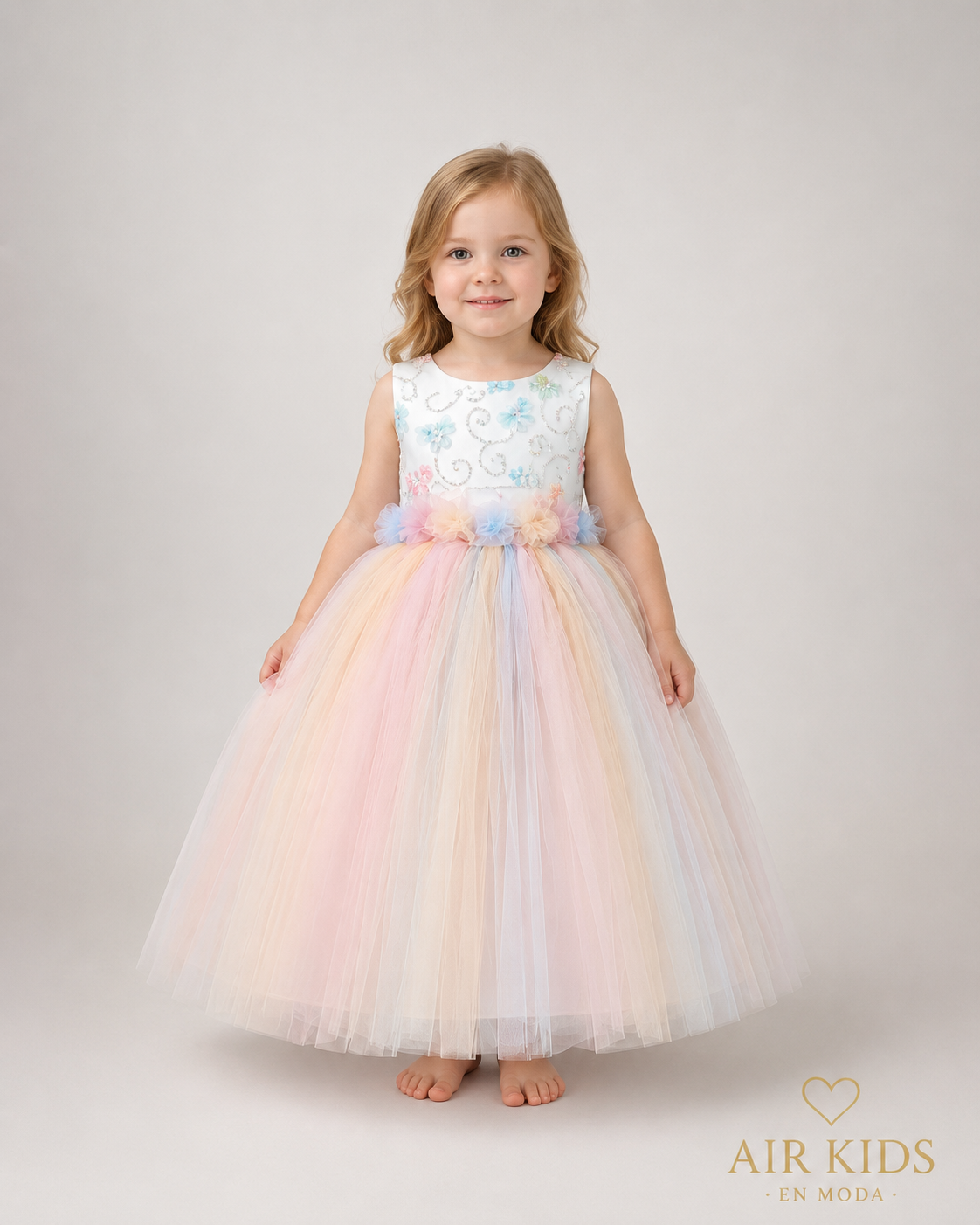 VESTIDO PRESENTACION FALDA TUL TIRAS PETO BORDADO CON CORONA 26-005-3AÑOS