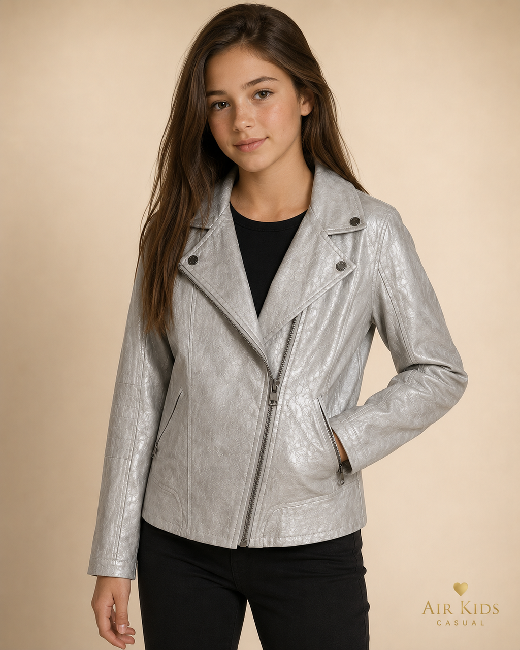 Chamarra de Piel Plateada para Niña 6410-39